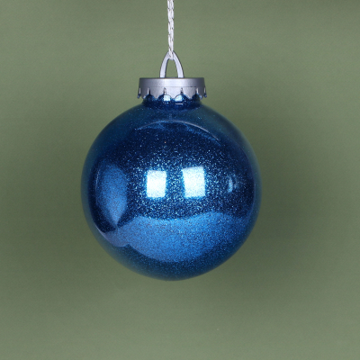 Изображение товара Большой синий елочный шар Bigdecor с глиттером 15 см