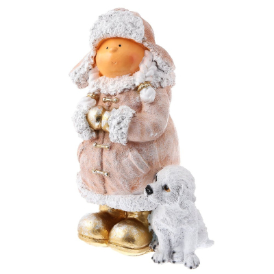 Изображение товара Декоративная новогодняя фигура Полиформ Девочка в шапке с собачкой 42 см