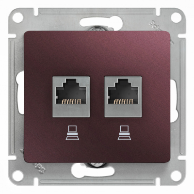 Изображение товара Розетка Шнайдер Glossa двойная компьютерная rj45+rj45, категория 5e, механизм, баклажановый (GSL001185KK)