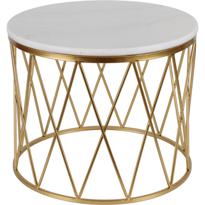 Изображение товара Столик Glasar с белым мрамором 50х50х41 см золото
