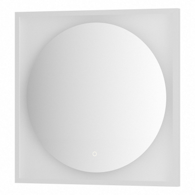 Изображение товара Зеркало Defesto Еclipse 70х70 15W белая рама, с LED-подсветкой, сенсорный выключатель, теплый свет