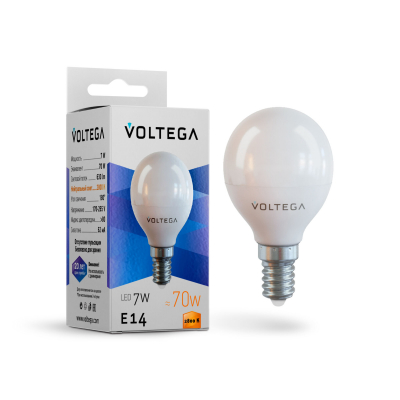 Изображение товара Лампочка светодиодная Voltega Globe Е14 7W 2800К для домашнего и офиса освещения
