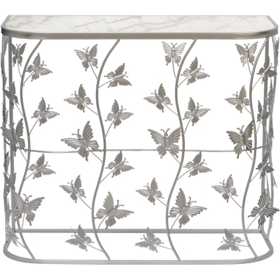 Изображение товара Консоль Glasar с белым мрамором и серебристым каркасом 80х32х69 см