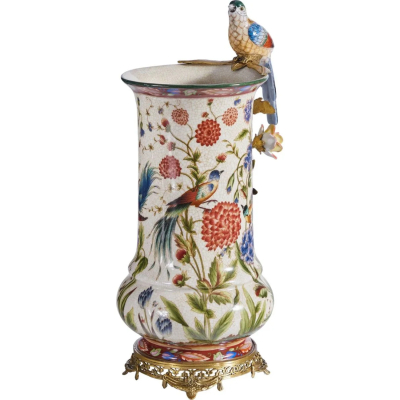 Изображение товара Ваза Glasar HX2145E для декора 41 см с рельефом и птичьим мотивом