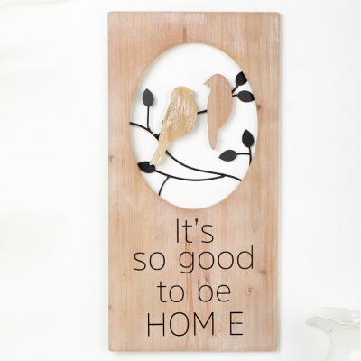 Изображение товара Панно настенное Glasar птички 24х2х48 см МДФ и металл коричневое