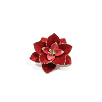 Изображение товара Украшение цветок на клипсе Mercury NY красный 10 см