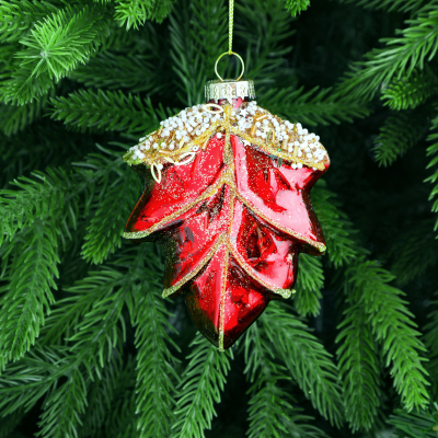 Изображение товара Ёлочная игрушка Yancheng Ш shiny кленовый лист 7,5х3х10 см