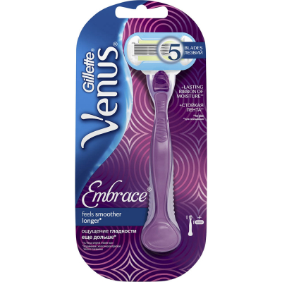 Изображение товара Станок для бритья Gillette Venus Embrace с 1 сменной кассетой Изображение товара Станок для бритья Gillette Venus Embrace с 1 сменной кассетой