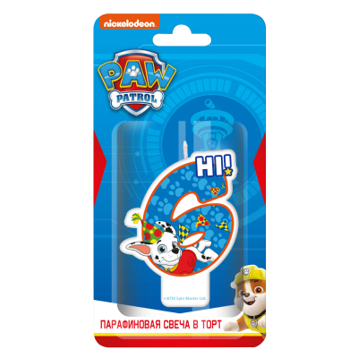 Изображение товара Свеча на торт Щенячий патруль Цифра 6 вид 2