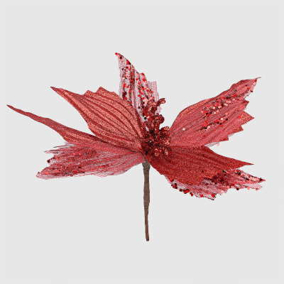 Изображение товара Украшение декоративное для ёлки Yiwu E-commerce цветок красный 30 см