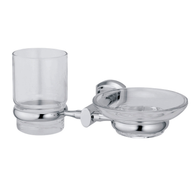 Изображение товара Держатель стакана и мыльницы WasserKraft из металла и стекла для ванной