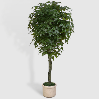 Изображение товара Дерево Конэко-О искусственное, зеленое с декоративными листьями