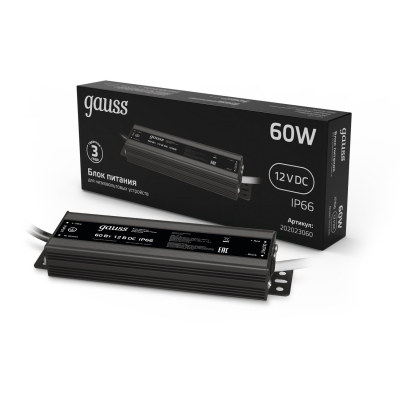 Изображение товара Блок питания для светодиодной ленты 60W 12V IP66 пылевлагозащищенный Изображение товара Блок питания для светодиодной ленты 60W 12V IP66 пылевлагозащищенный