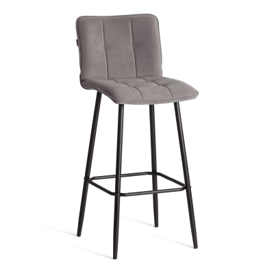 Изображение товара Барный стул TC Bari велюровый, серый, 45х56х110 см