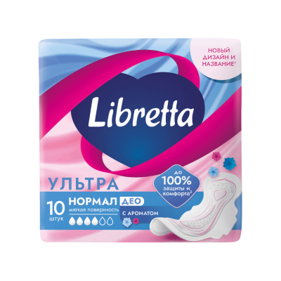 Изображение товара Гигиенические женские прокладки Libretta Ультра нормал део 10 шт дневные для комфортной гигиены Изображение товара Гигиенические женские прокладки Libretta Ультра нормал део 10 шт дневные для комфортной гигиены