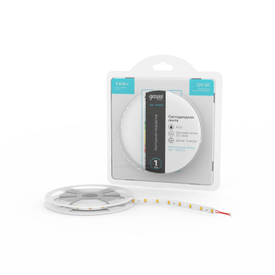 Изображение товара Светодиодная лента Gauss BT004 12V 3 м 4000K 4,8W декоративное освещение