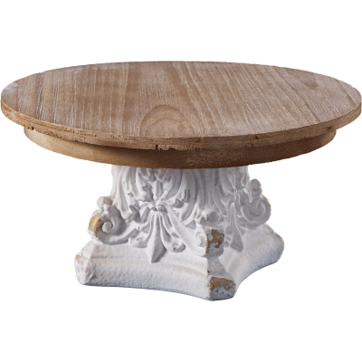 Изображение товара Блюдо на ножке Glasar 24х24х13 см из дерева и полирезина белое для сервировки