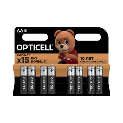 Изображение товара Батарейки Opticell Basic AA 8 шт - щелочные батарейки для устройств