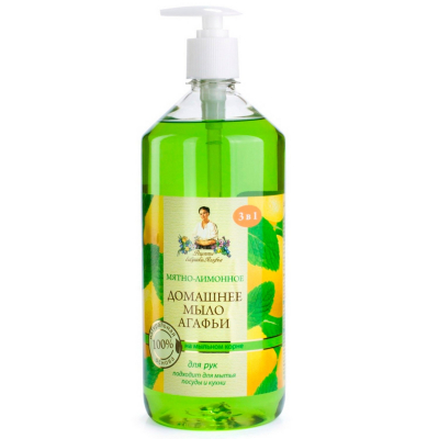 Изображение товара Мыло жидкое мятно-лимонное 1 л Рецепты бабушки Агафьи