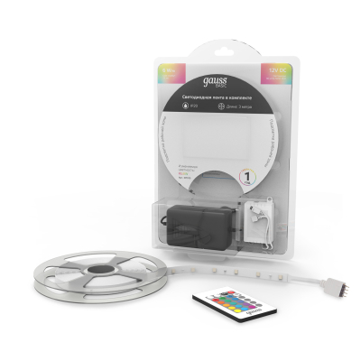 Изображение товара Лента Gauss Basic в комплекте LED 5050/30RGB+30W 12V 6W/m 390lm/m RGBW 10mm IP20 3m
