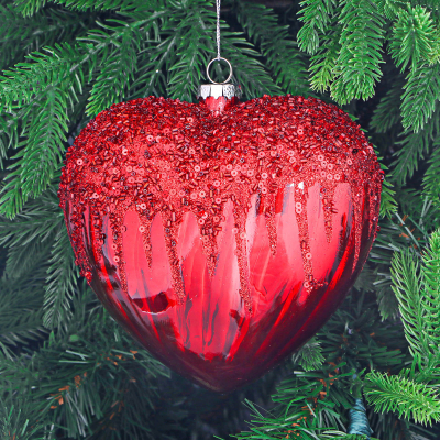 Изображение товара Шар стеклянный Yancheng новогодний сердце 8x15 см