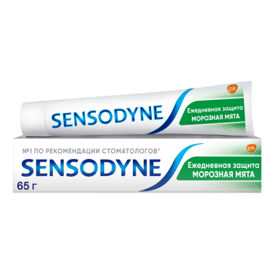Изображение товара Зубная паста Sensodyne Ежедневная защита Морозная мята 65 г Изображение товара Зубная паста Sensodyne Ежедневная защита Морозная мята 65 г