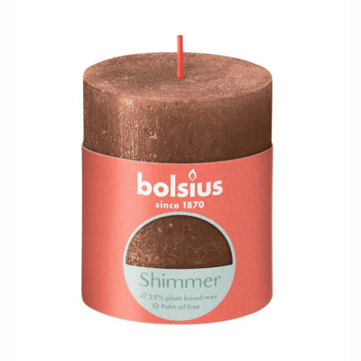 Изображение товара Декоративная свеча Bolsius Rustic Metallic Shimmer 8х6,8 см медная