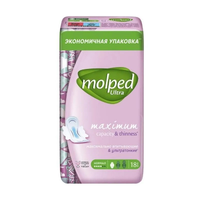 Изображение товара Прокладки женские гигиенические Molped Ultra с крылышками 18 шт
