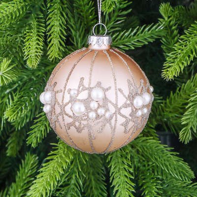 Изображение товара Шар стеклянный Yancheng Shiny с белыми бусинами 8 см