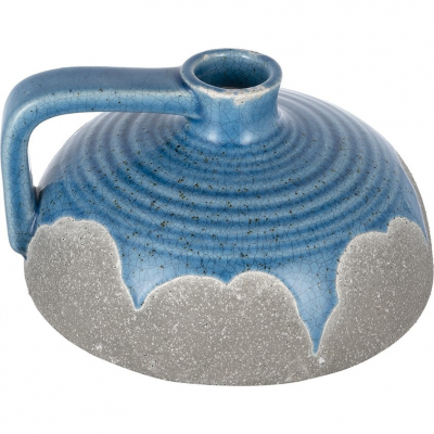 Изображение товара Голубая керамическая ваза Glasar с ручкой 19х18х10см для цветов и декора