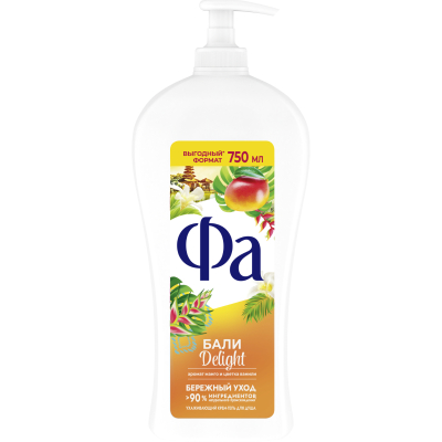 Изображение товара Крем-гель для душа Фа Бали Delight 750 мл с ароматом манго и ванили Изображение товара Крем-гель для душа Фа Бали Delight 750 мл с ароматом манго и ванили