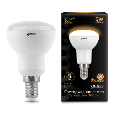 Изображение товара Gauss LED Reflector R50 E14 6W 2700K 1/10/50