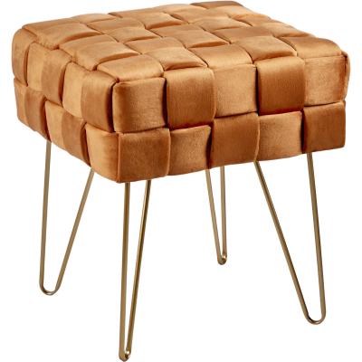 Изображение товара Оранжевый табурет Glasar 38х38х45 см с мягкой тканью и металлической основой