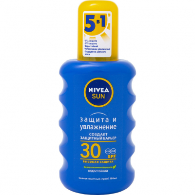 Изображение товара Спрей солнцезащитный Nivea Sun SPF 30+ Защита и увлажнение 200 мл Изображение товара Спрей солнцезащитный Nivea Sun SPF 30+ Защита и увлажнение 200 мл