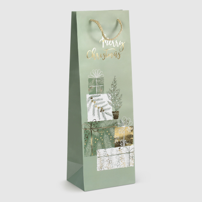 Изображение товара Пакет подарочный Due Esse Christmas natalizia oro 12x9x36 см