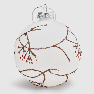 Изображение товара Новогодний шар белый рябина 8 см Baoying yiwen елочные игрушки