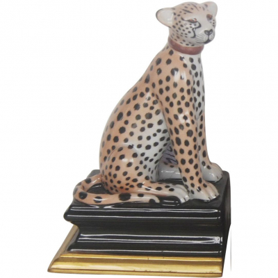 Изображение товара Элитная подставка для книг Glasar Леопард: фарфор и бронза
