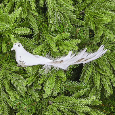 Изображение товара Декоративная птица для елки 20х5,5 см белая с перьями Yiwu E-commerce