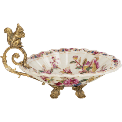 Изображение товара Чаша Glasar с белочкой из фарфора и бронзы 24х15х15 см декор ручной работы