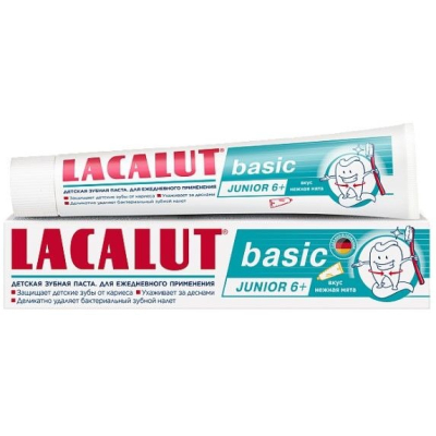 Изображение товара Детская зубная паста LACALUT basic junior нежная мята 60 гр Изображение товара Детская зубная паста LACALUT basic junior нежная мята 60 гр