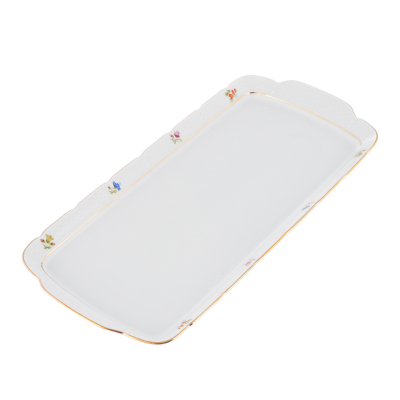 Изображение товара Поднос 36 см Thun1794 фарфор с цветочным декором и золотой отводкой Чехия