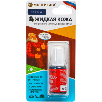Изображение товара Жидкая кожа Мастер сити 20мл темно-синяя для ремонта кожи и кожзаменителя Изображение товара Жидкая кожа Мастер сити 20мл темно-синяя для ремонта кожи и кожзаменителя