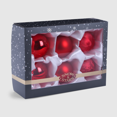 Изображение товара Набор ёлочных игрушек Snow and Stars шары красный микс 8 см 6 шт