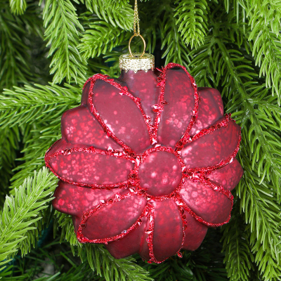 Изображение товара Шар Yancheng Shiny стеклянный бордовый цветок 6,5x10 см