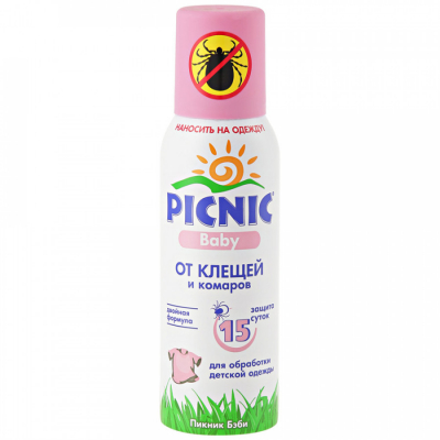 Изображение товара Аэрозоль от клещей и комаров Picnic Baby 125 мл - защита от насекомых для малышей Изображение товара Аэрозоль от клещей и комаров Picnic Baby 125 мл - защита от насекомых для малышей