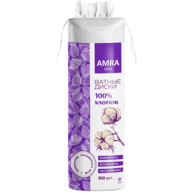 Изображение товара Ватные диски Amra косметические 100 шт мягкие и безопасные для кожи Изображение товара Ватные диски Amra косметические 100 шт мягкие и безопасные для кожи