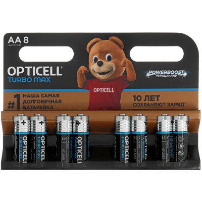 Изображение товара Батарейки Opticell Turbo Max AA 8 шт щелочные для устройств Изображение товара Батарейки Opticell Turbo Max AA 8 шт щелочные для устройств