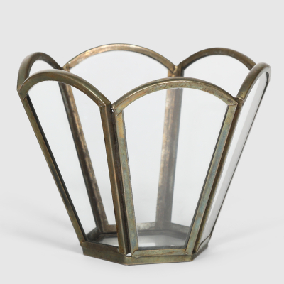 Изображение товара Декоративный подсвечник P.M. Overseas 11x11x9 см бронзовый из металла и стекла