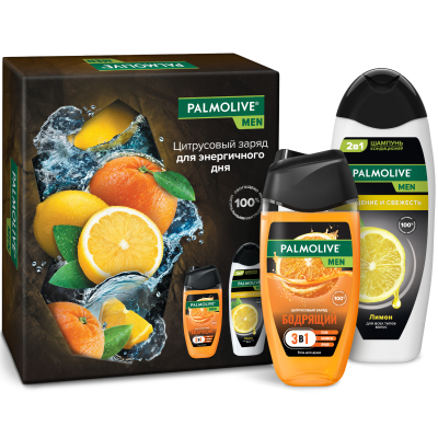 Изображение товара Подарочный набор Palmolive Men цитрусовый заряд и свежесть 250 мл + 450 мл