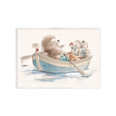 Изображение товара Постер Лакарт Дизайн Двое в лодке 50х70 см в белой деревяной раме